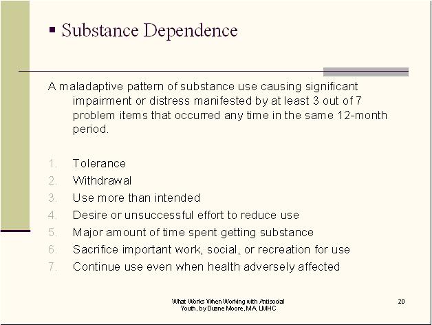 Substance Dependence Conduct Disorder CEUs 